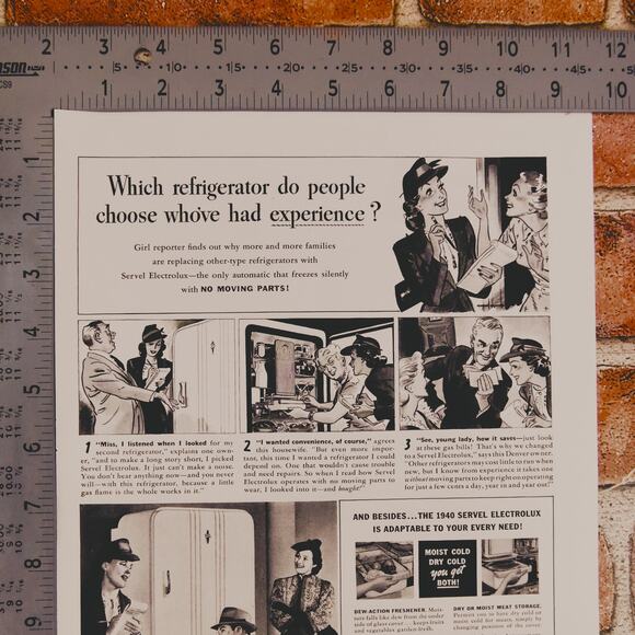 1940 Vintage Servel Gas Refrigerator Print Ad Retro Kitchen Appliance Decor - Picture 12 of 16
